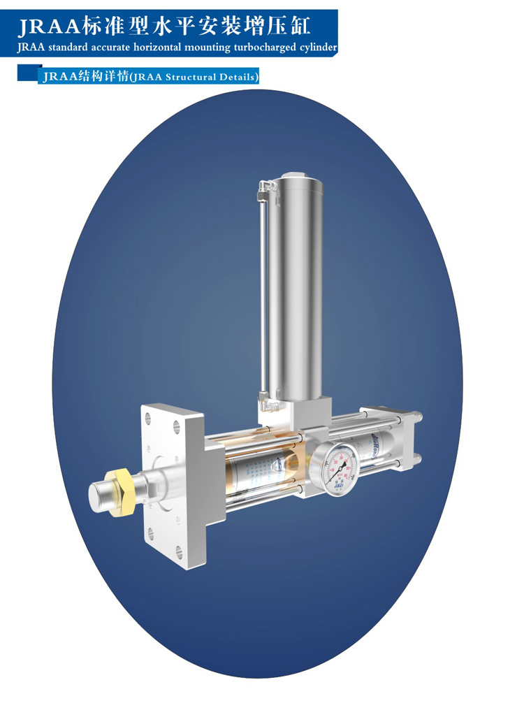水平安裝臥式氣液增壓缸產(chǎn)品外觀結構
